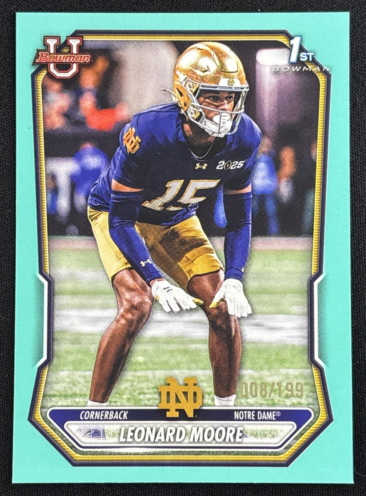 Leonard Moore 2026 Bowman Paper Prospects Aqua /199 Fighting Irish Sports Trading Card