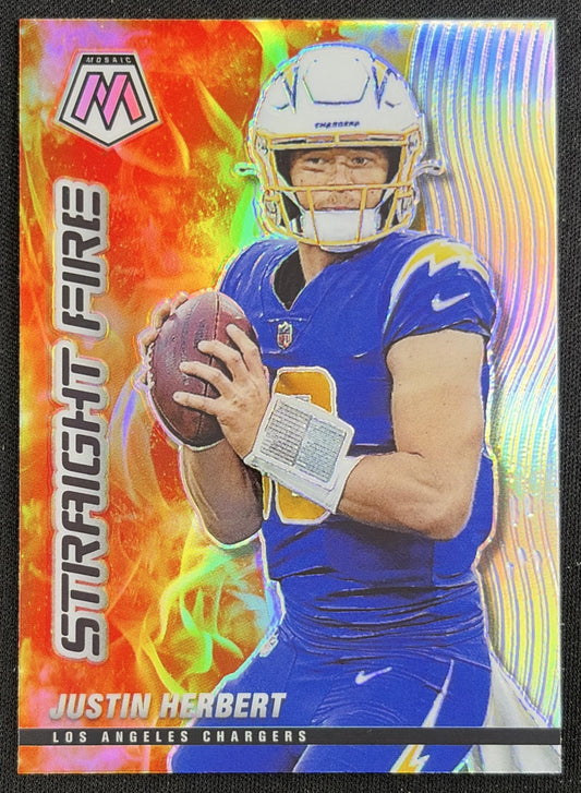 Justin Herbert 2021 Panini Mosaic Straight Fire Silver Chargers