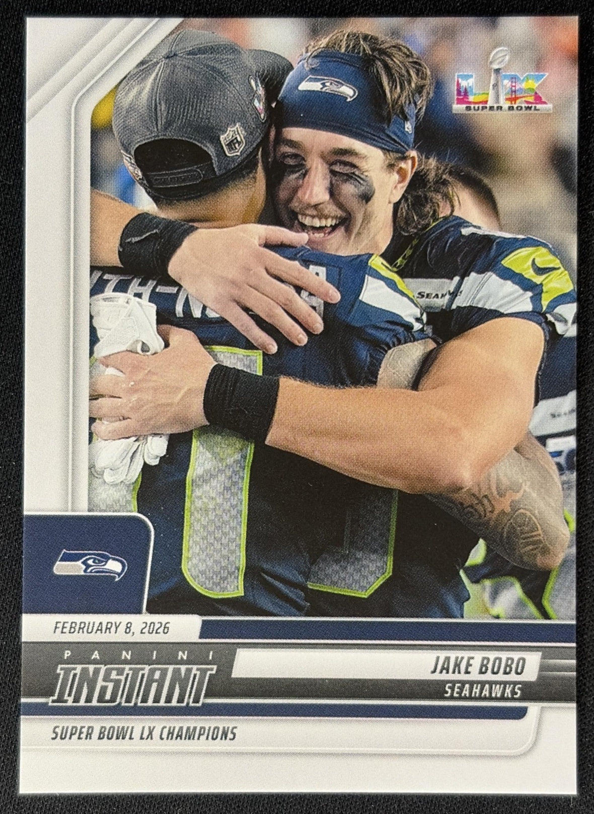 Jake Bobo 2026 Panini Instant Super Bowl LIX Champions Seattle Seahawks front