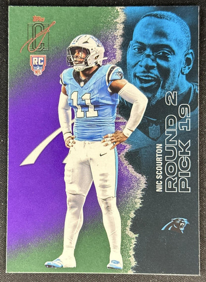 Nic Scourton 2025 Topps Signature Class Rookie Green & Purple Foil Panthers front