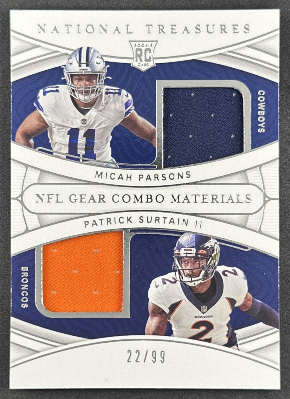 Micah Parsons Patrick Surtain /99 Patch 2021 National Treasures Rookie Cowboys Broncos Sports Trading Cards