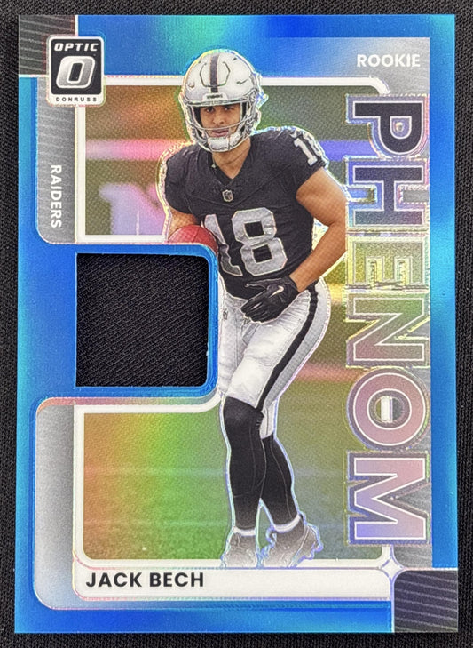 Jack Bech 2025 Panini Donruss Optic Rookie Phenoms Neon Blue Prizm Raiders