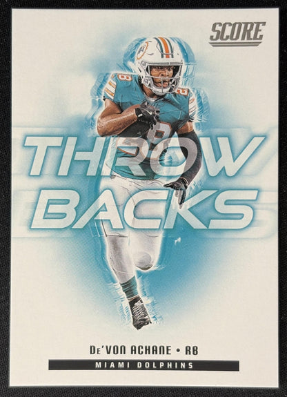 De'Von Achane 2025 Panini Score Throwbacks Dolphins Sports Trading Cards