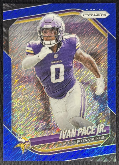 Ivan Pace Jr. 2025 Panini Prizm Blue Shimmer /35 Vikings Sports Trading Card