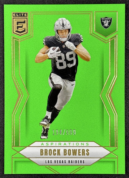 Brock Bowers 2025 Panini Donruss Elite Aspirations Lime Green /999 Raiders front