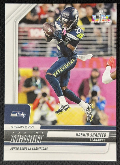 Rashid Shaheed 2026 Panini Instant Super Bowl LIX Champions Seattle Seahawks front