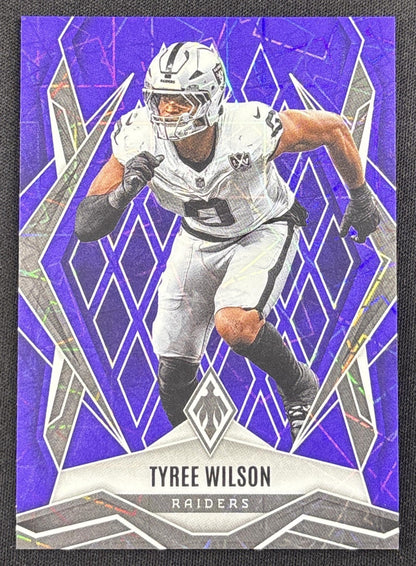 Tyree Wilson 2025 Panini Phoenix Purple Lazer Prizm /99 Raiders