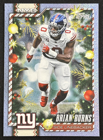 Brian Burns 2026 Topps Holiday Light Blue and White Glitter Giants | New York Giants