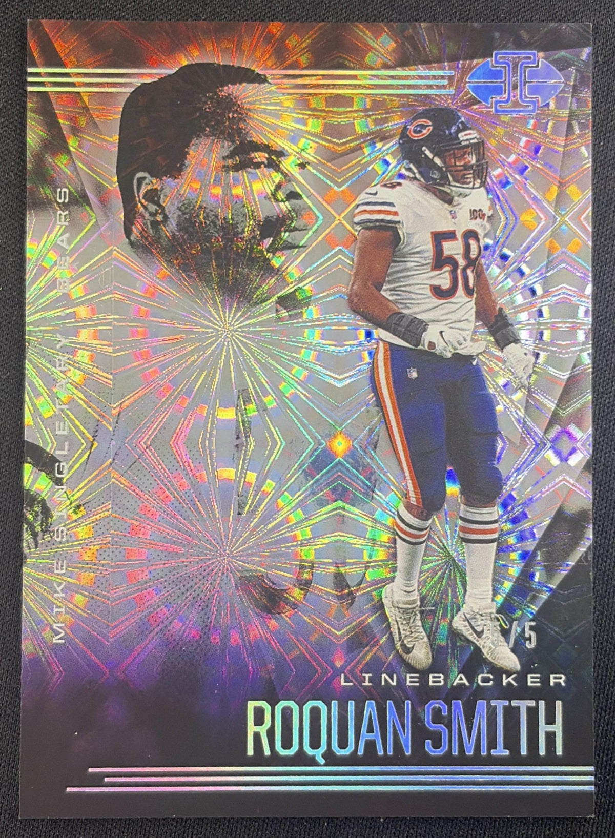 Mike Singletary Roquan Smith 2020 Panini Illusions Fireworks /5 Bears Sports Trading Card