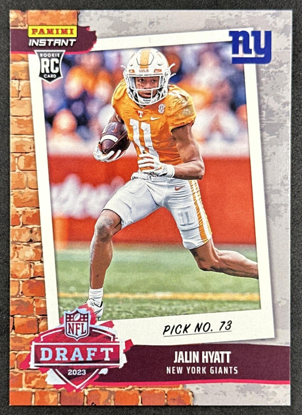 Jalin Hyatt 2023 Panini Instant Draft Rookie /738 Giants front sports trading card