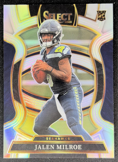Jalen Milroe 2025 Panini Select Concourse Silver Prizm Seahawks front