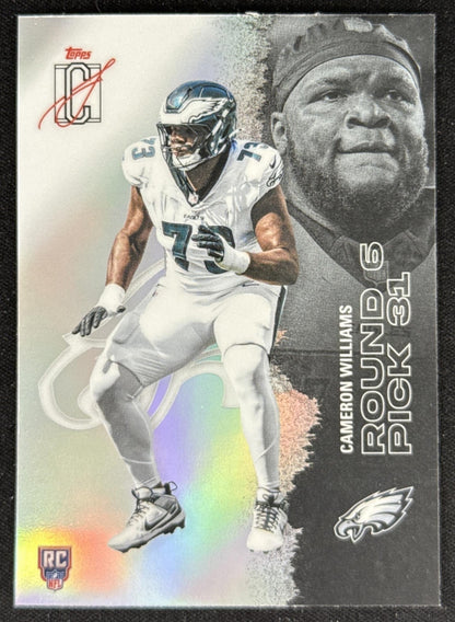 Cameron Williams 2025 Topps Signature Class Chrome Rookie White Refractor Eagles Philadelphia Eagles Sports Trading Card