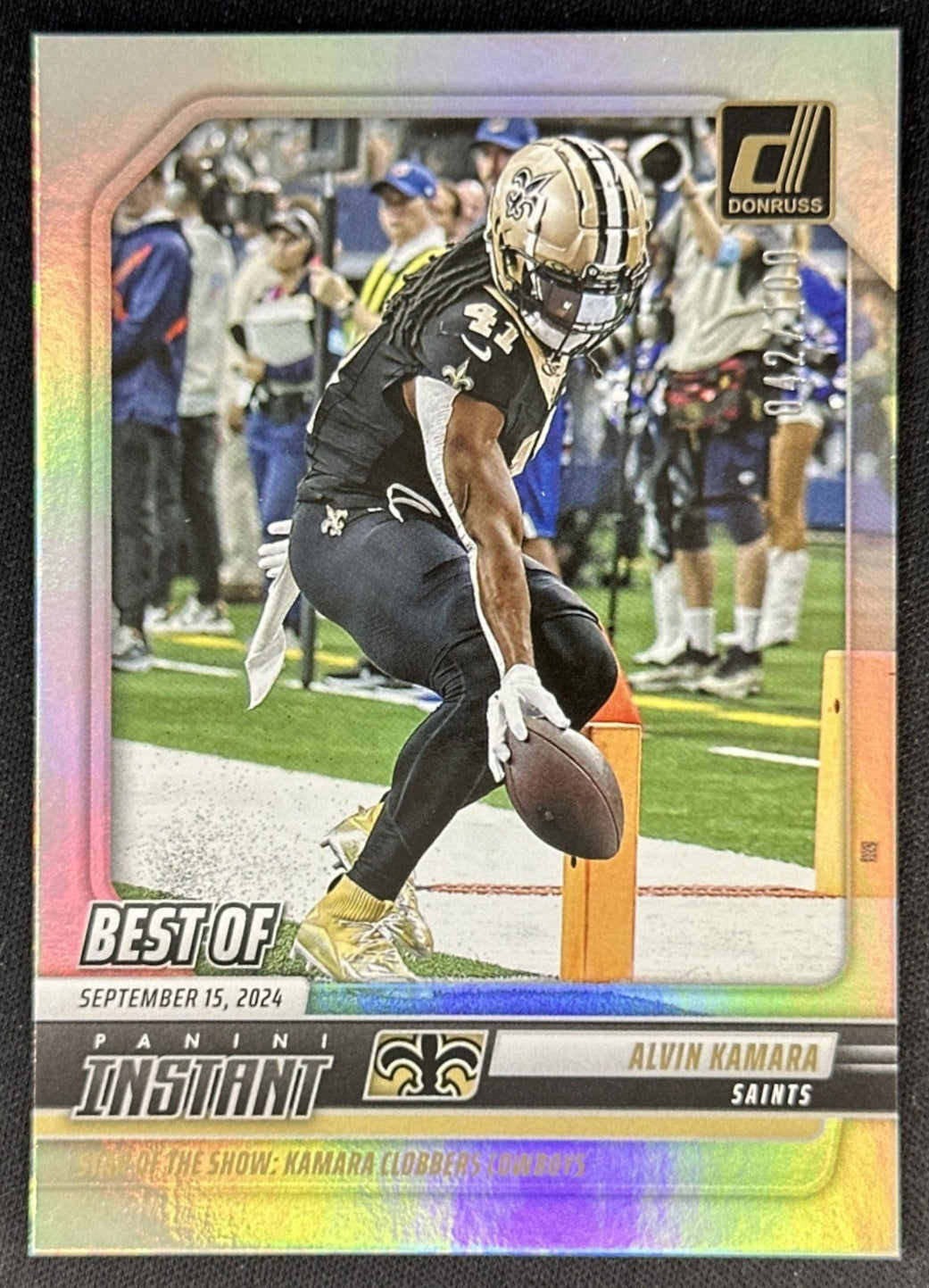 Alvin Kamara 2025 Panini Donruss Best of Instant Holo /100 Saints