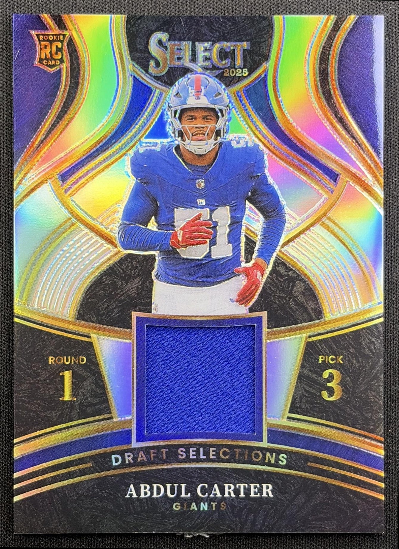 Abdul Carter 2025 Panini Select Draft Selections Memorabilia Silver Prizm /149 Giants