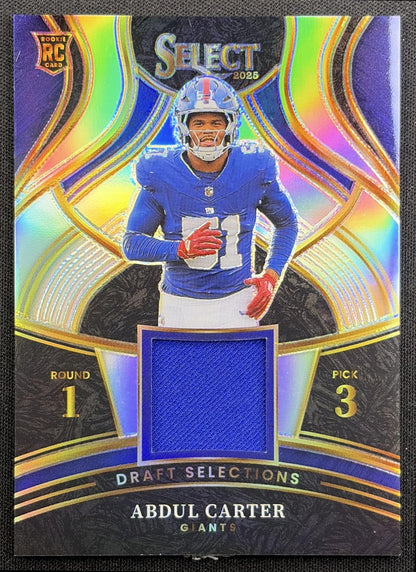 Abdul Carter 2025 Panini Select Draft Selections Memorabilia Silver Prizm /149 Giants