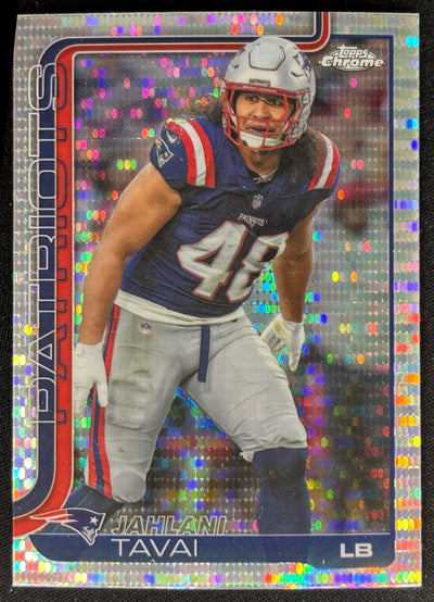 Jahlani Tavai 2025 Topps Chrome Pulsar Refractor Patriots Sports Trading Cards