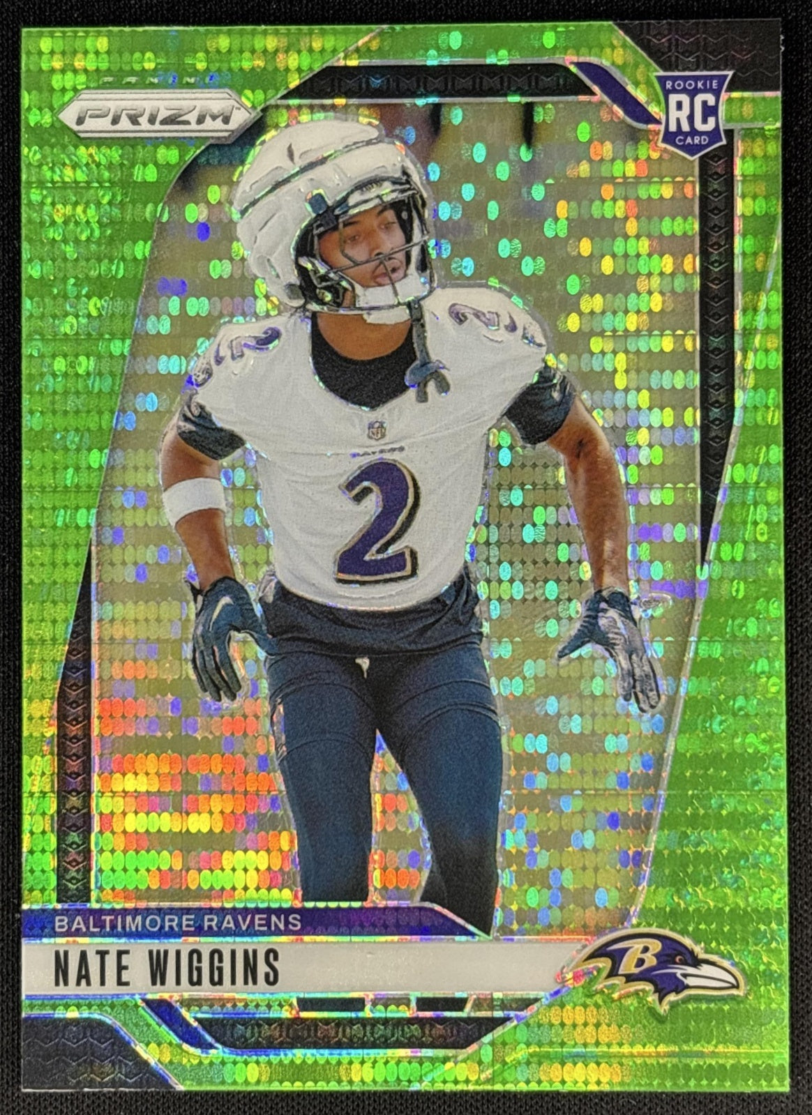 Nate Wiggins 2024 Panini Prizm Neon Green Pulsar Ravens