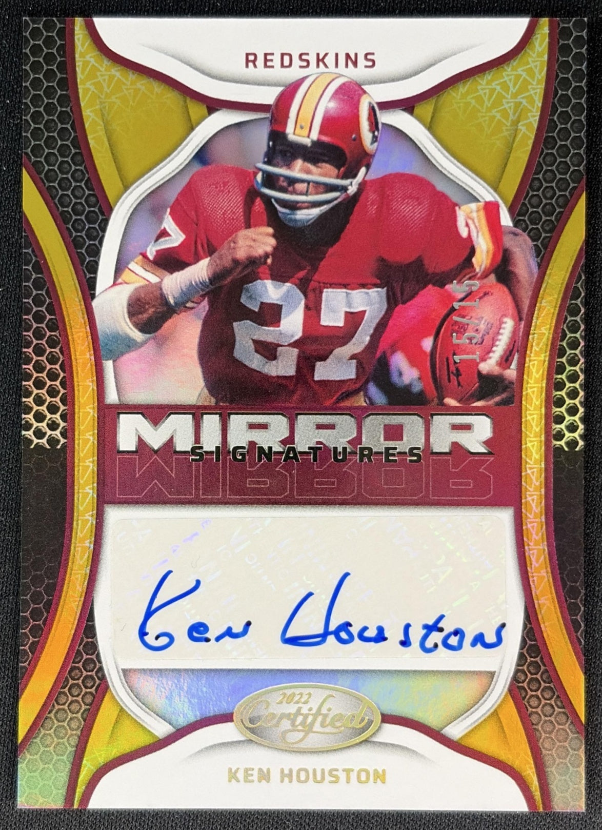 Ken Houston 2022 Panini Certified Mirror Signatures Gold /15 Redskins Sports Trading Cards