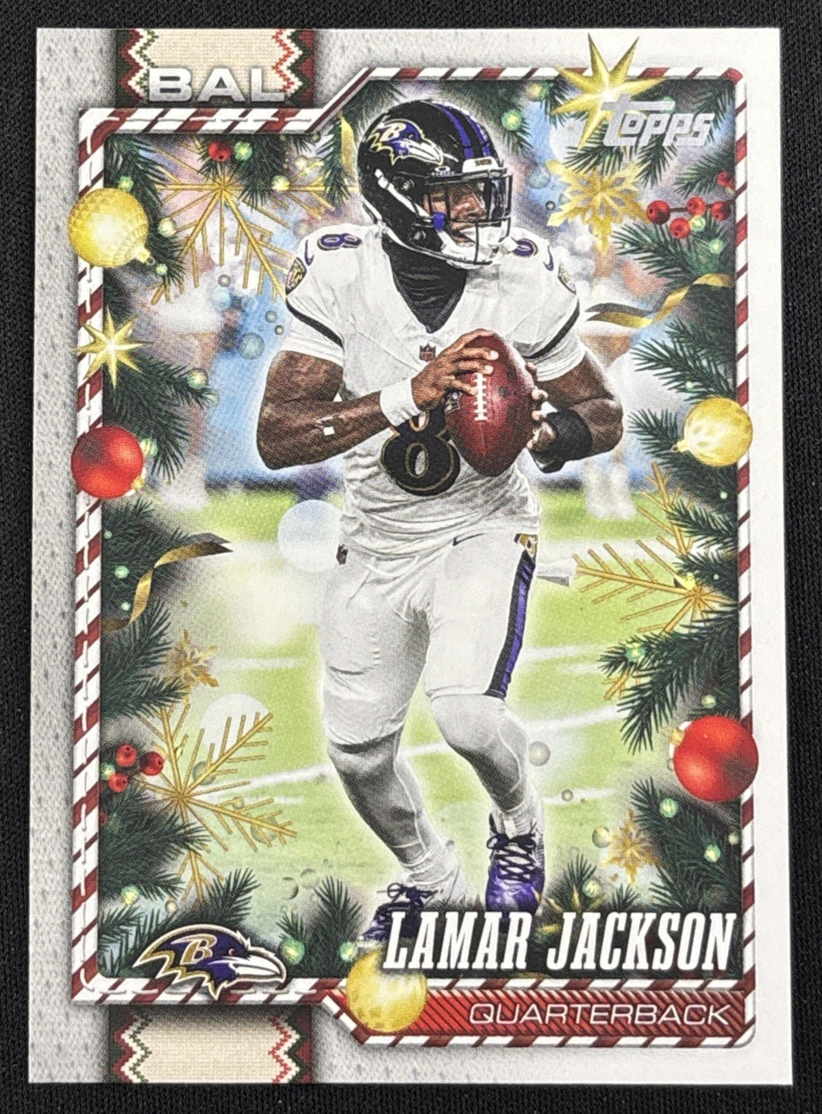 Lamar Jackson 2026 Topps Holiday Back Variation Ravens Sports Trading Card