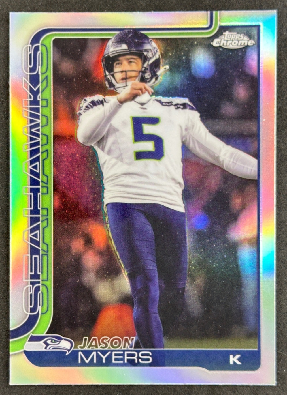 Jason Myers 2025 Topps Chrome Refractor Seahawks Sports Trading Cards