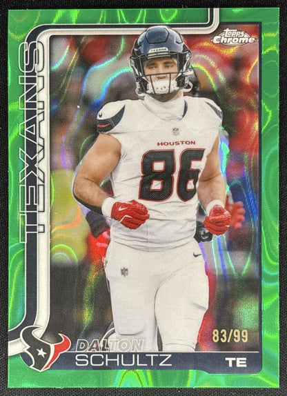 Dalton Schultz 2025 Topps Chrome Green Lava Refractor /99 Texans Default Title Sports Trading Cards