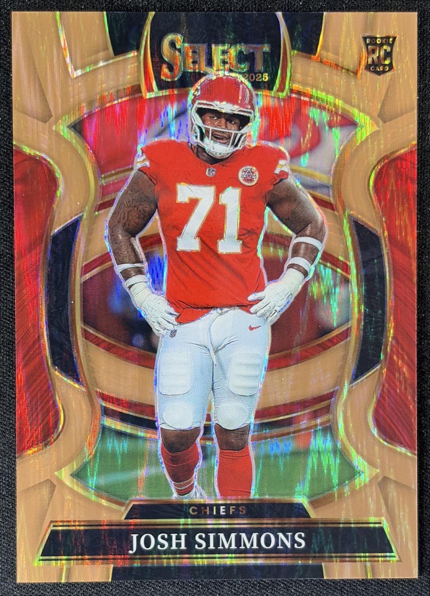 Josh Simmons 2025 Panini Select Concourse Copper Prizm Shock /899 Chiefs front