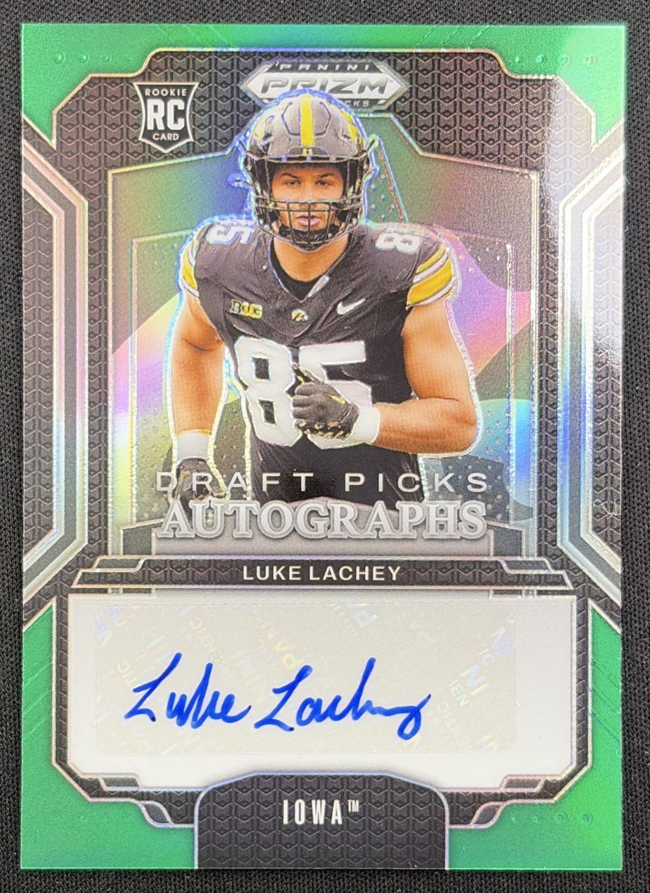 Luke Lachey 2025 Panini Prizm Draft Picks Auto Green Hawkeyes front