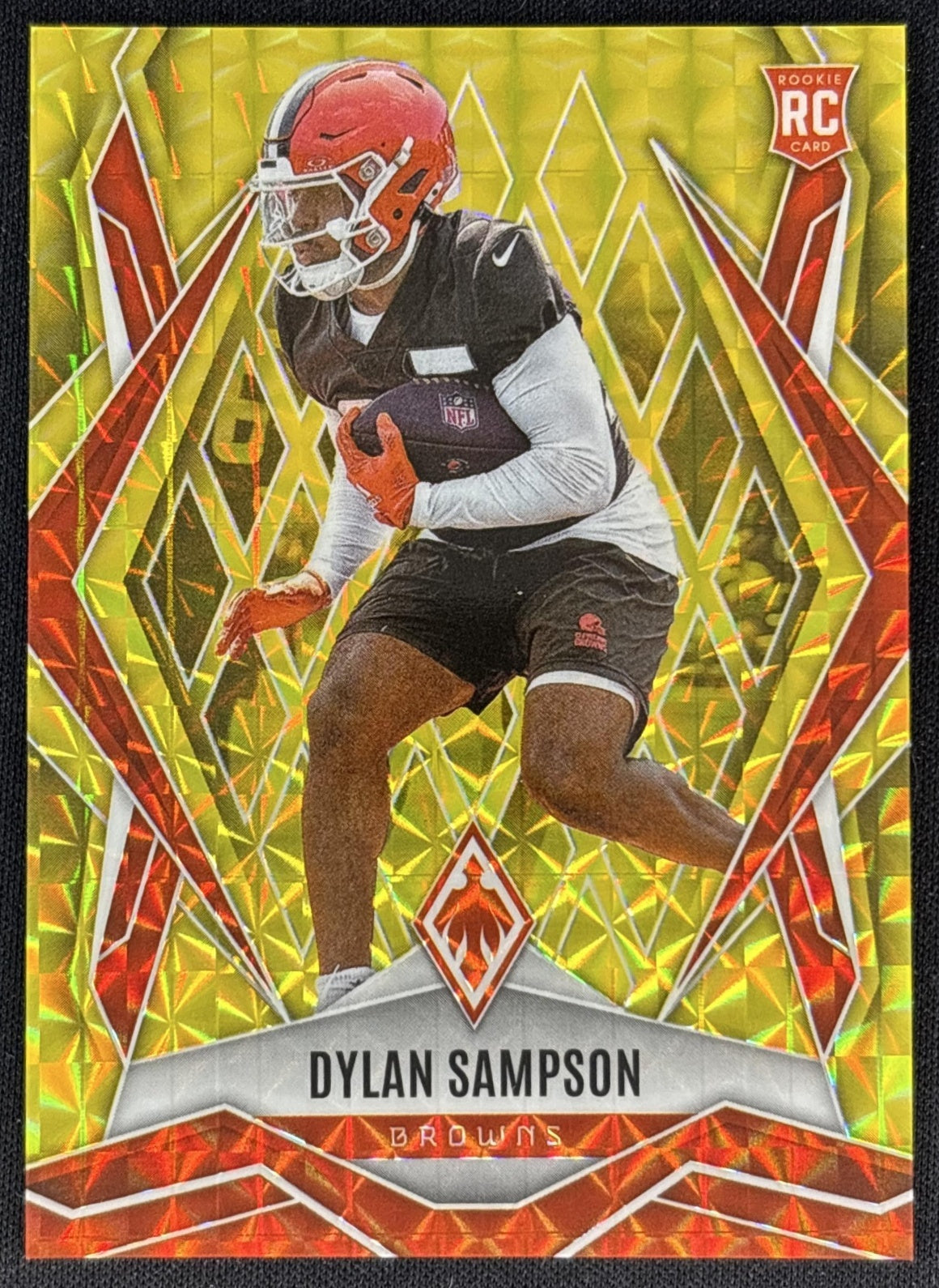 Dylan Sampson 2025 Panini Phoenix Yellow Pyramids Prizm /185 Browns front