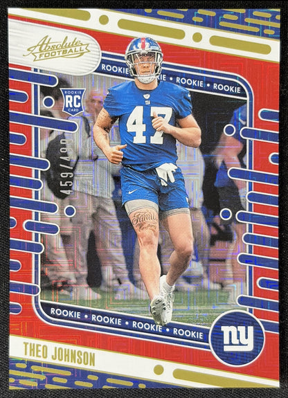 Theo Johnson 2024 Panini Absolute Rookies Red Squares /499 Giants