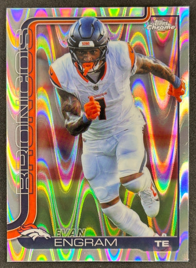 Evan Engram 2025 Topps Chrome RayWave Refractor Broncos Sports Trading Cards
