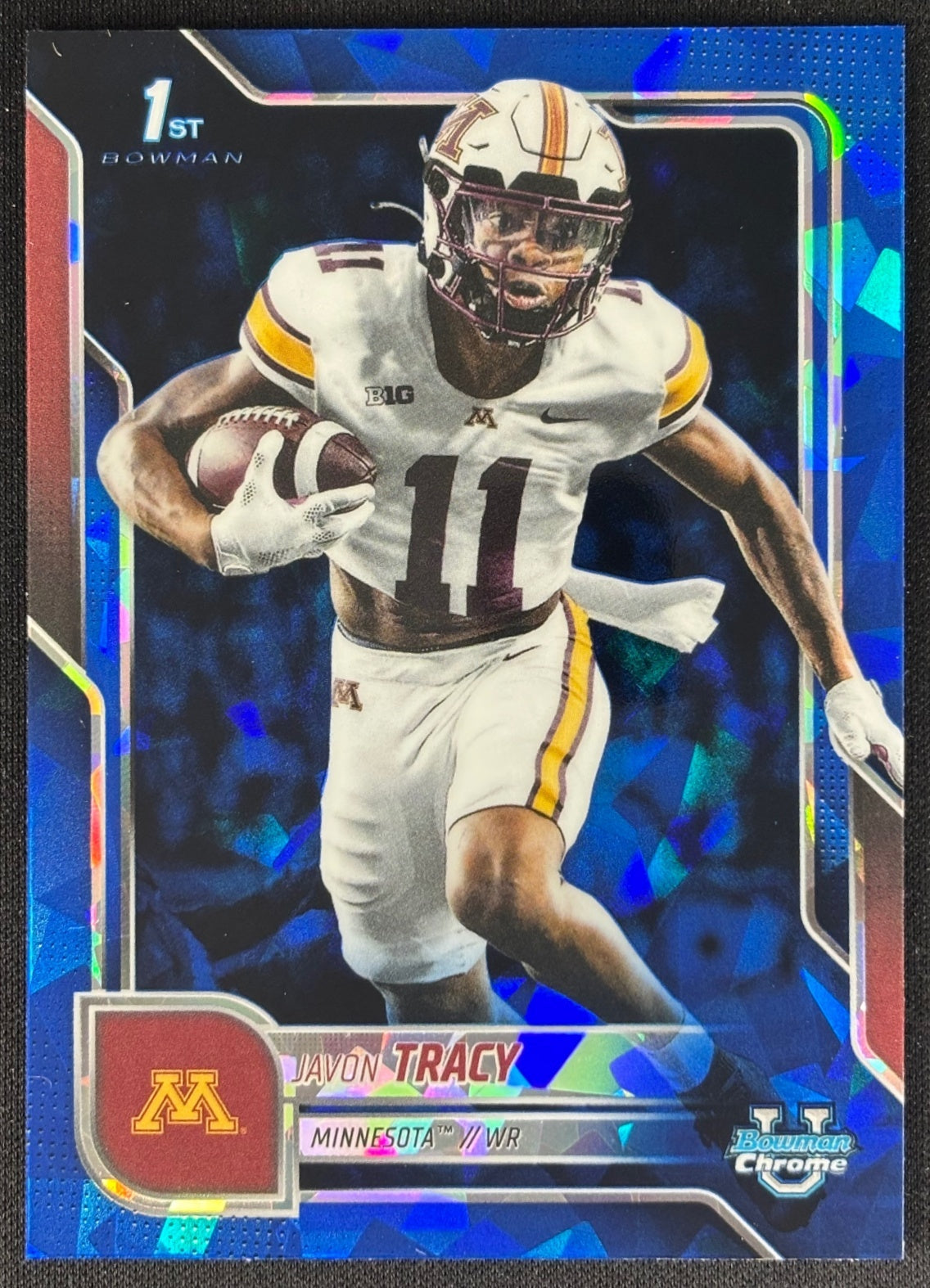 Javon Tracy 2025 Chrome University Sapphire Prospect Golden Gophers Sports Trading Card