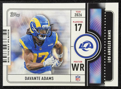 Davante Adams 2026 Topps Big Ticket Players Rams front