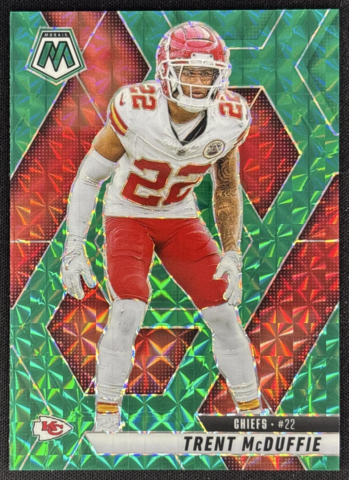 Trent McDuffie 2025 Panini Mosaic Green Prizm Chiefs