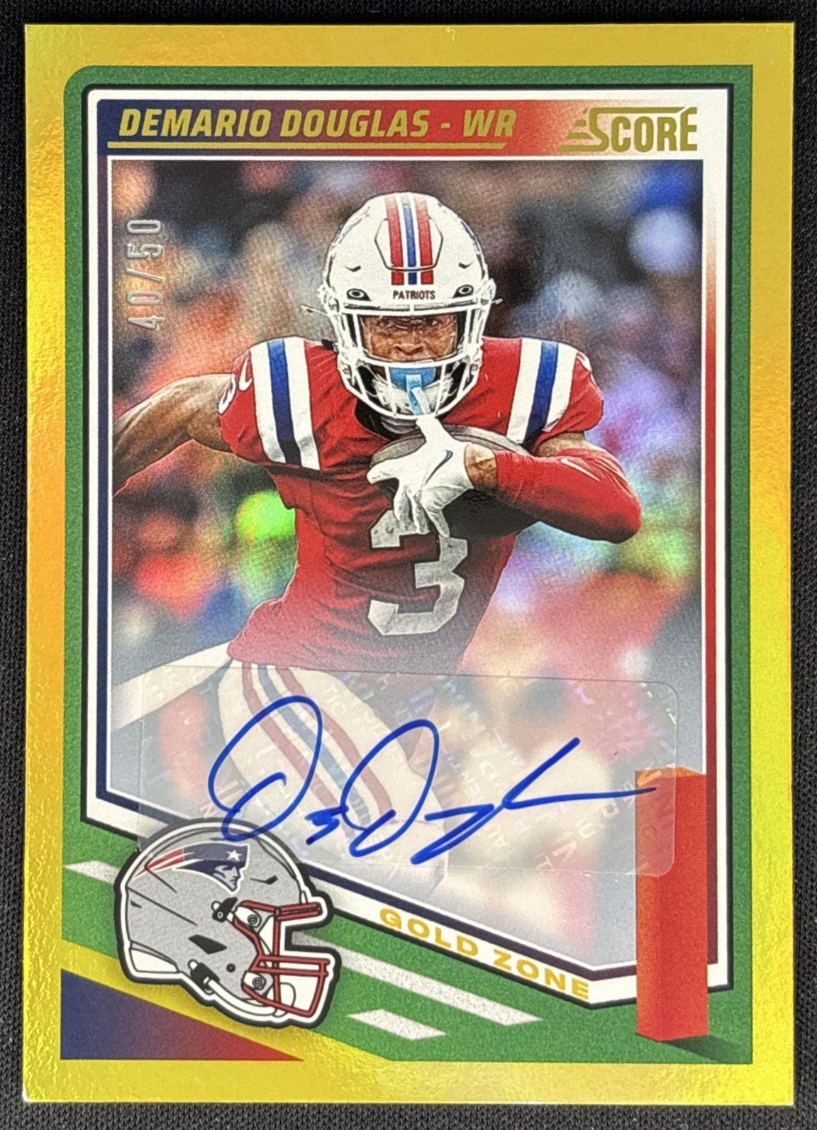 Demario Douglas 2025 Panini Score Signatures Gold Zone /50 Patriots Default Title Sports Trading Cards