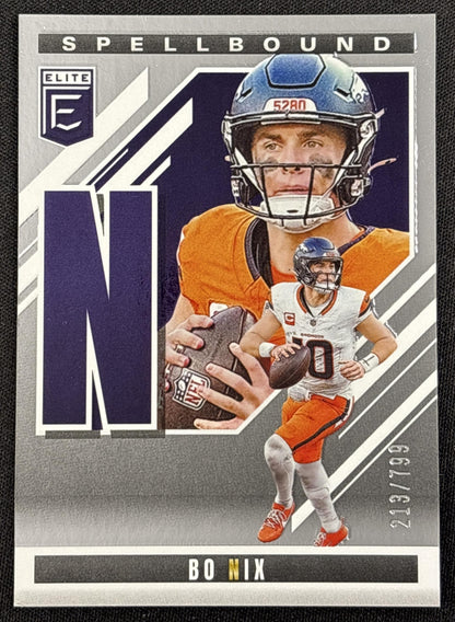 Bo Nix 2025 Panini Donruss Elite Spellbound Lavender /799 Broncos