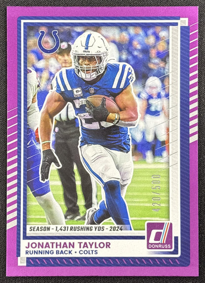 Jonathan Taylor 2025 Panini Donruss Season Stat Line /500 Colts