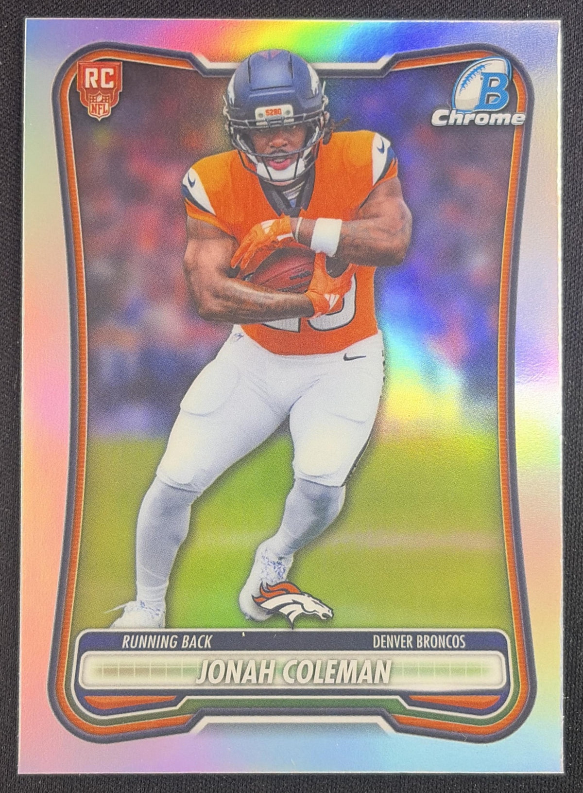 Jonah Coleman 2026 Bowman Chrome Red RC Variation Broncos Rookie Sports Trading Card