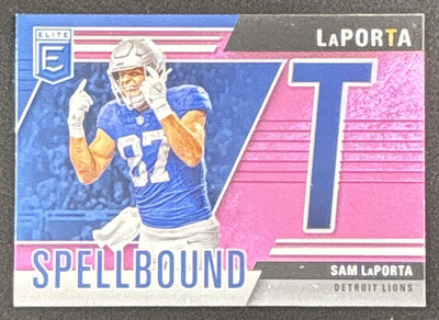 Sam LaPorta 2024 Panini Donruss Elite Spellbound Pink Lions Sports Trading Card