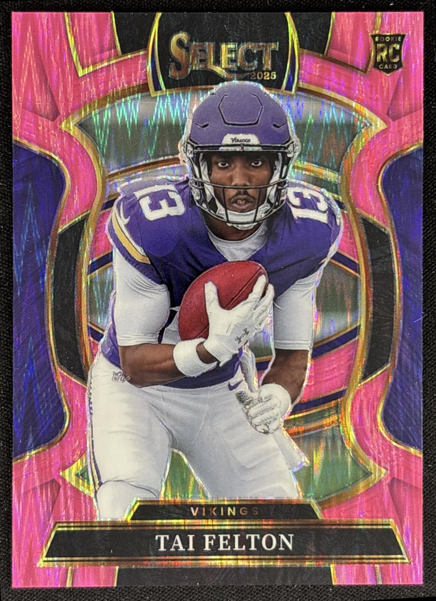 Tai Felton 2025 Panini Select Concourse Pink Prizm Shock Vikings front