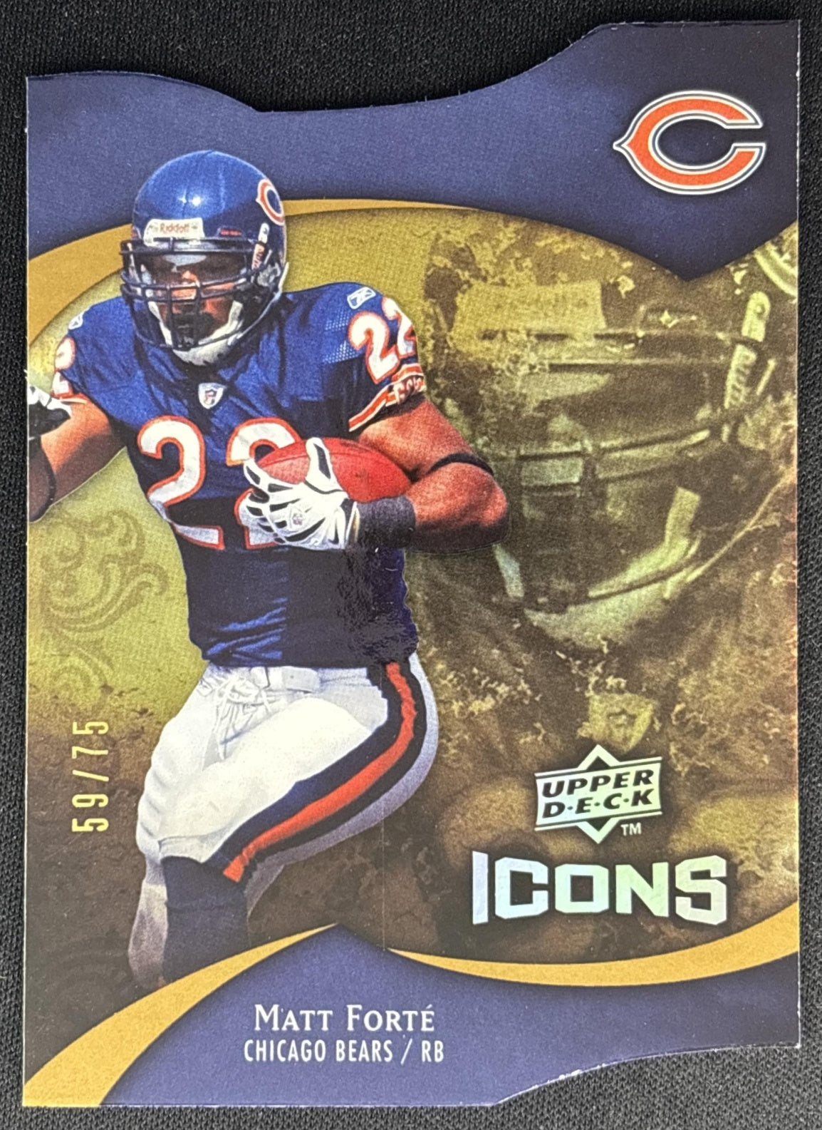 Matt Forte 2009 Upper Deck Icons Gold Holofoil Die Cut /75 Bears Sports Trading Cards
