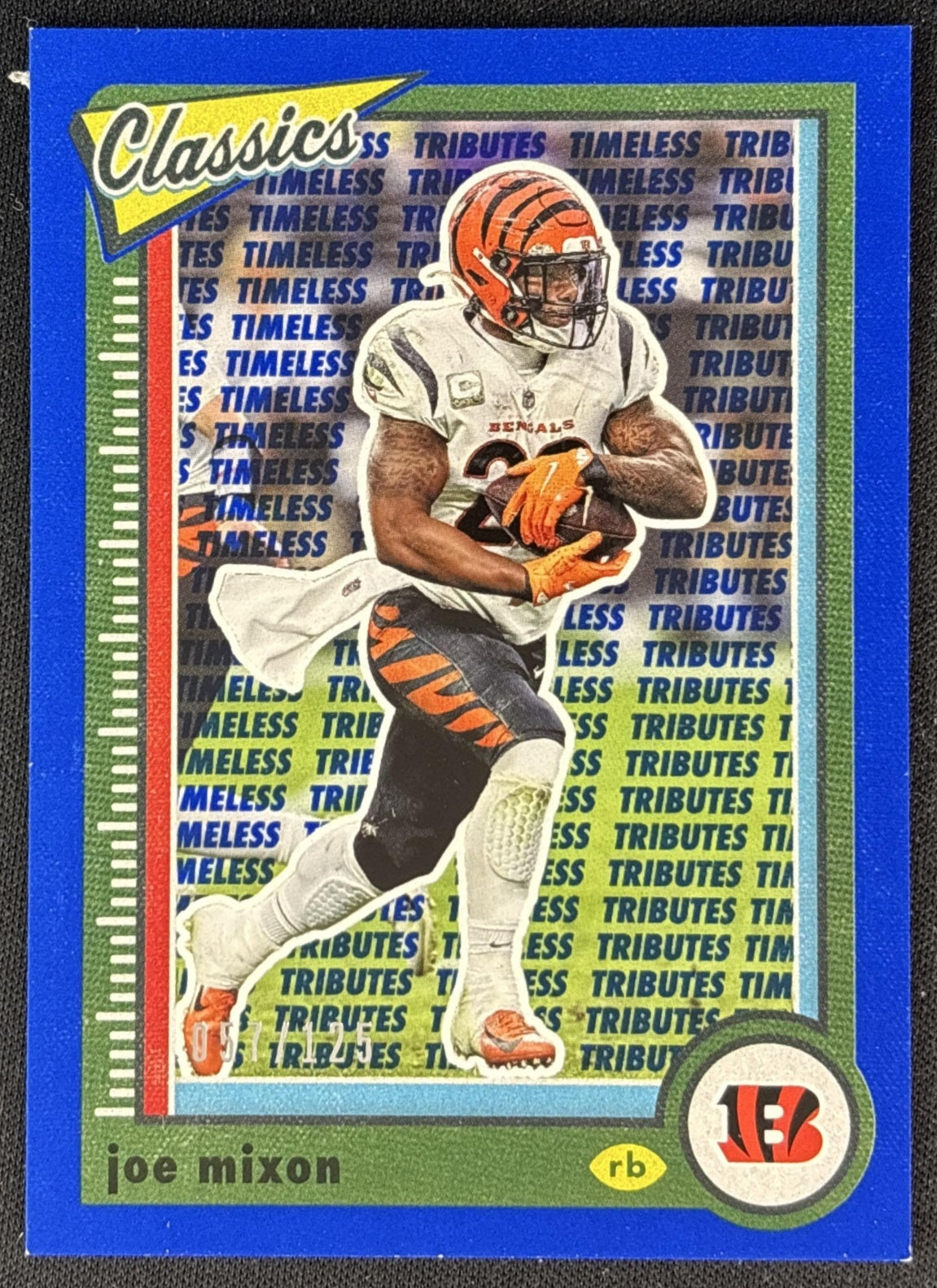 Joe Mixon 2022 Panini Classics Timeless Tributes Blue /125 Bengals