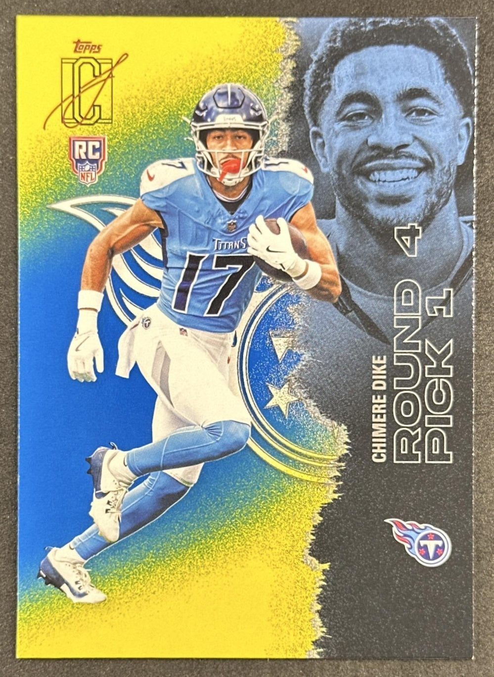 Chimere Dike 2025 Topps Signature Class Rookie Blue & Yellow Foil Titans