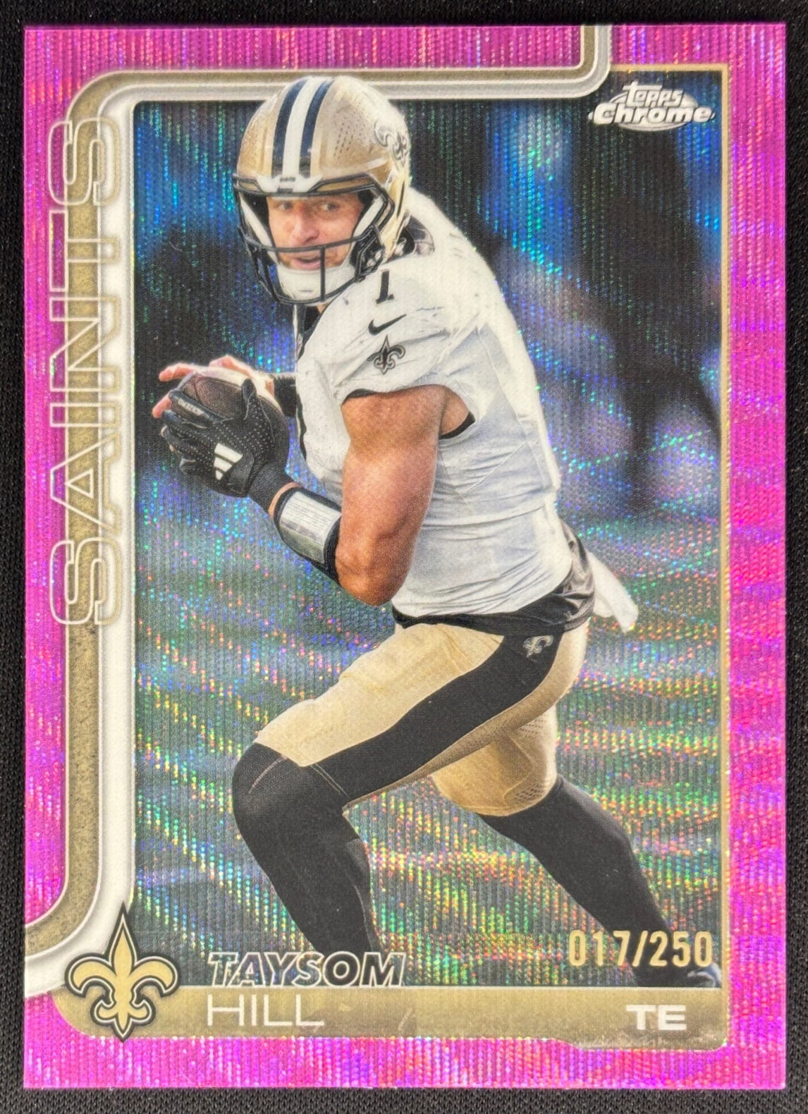 Taysom Hill 2025 Topps Chrome Pink Wave Refractor /250 Saints