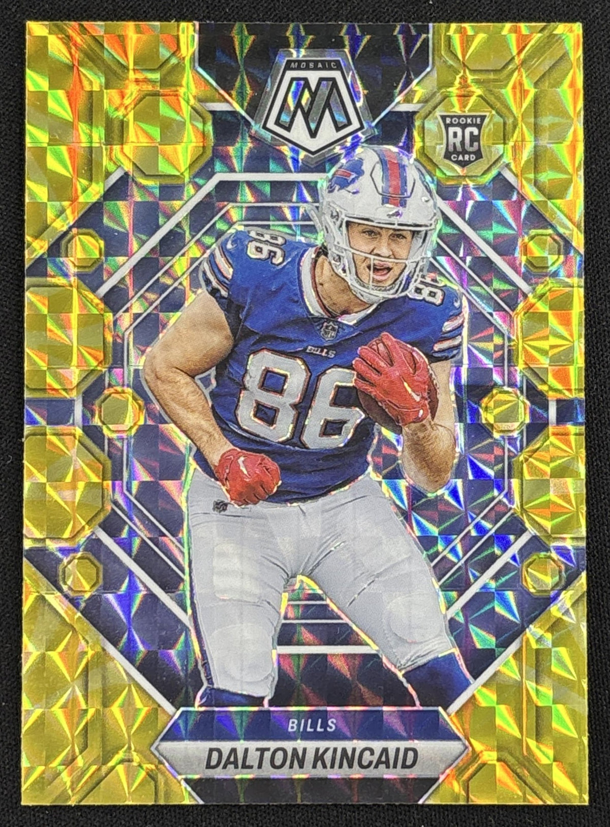 Dalton Kincaid 2023 Panini Mosaic Reactive Yellow Mosaic Bills - front