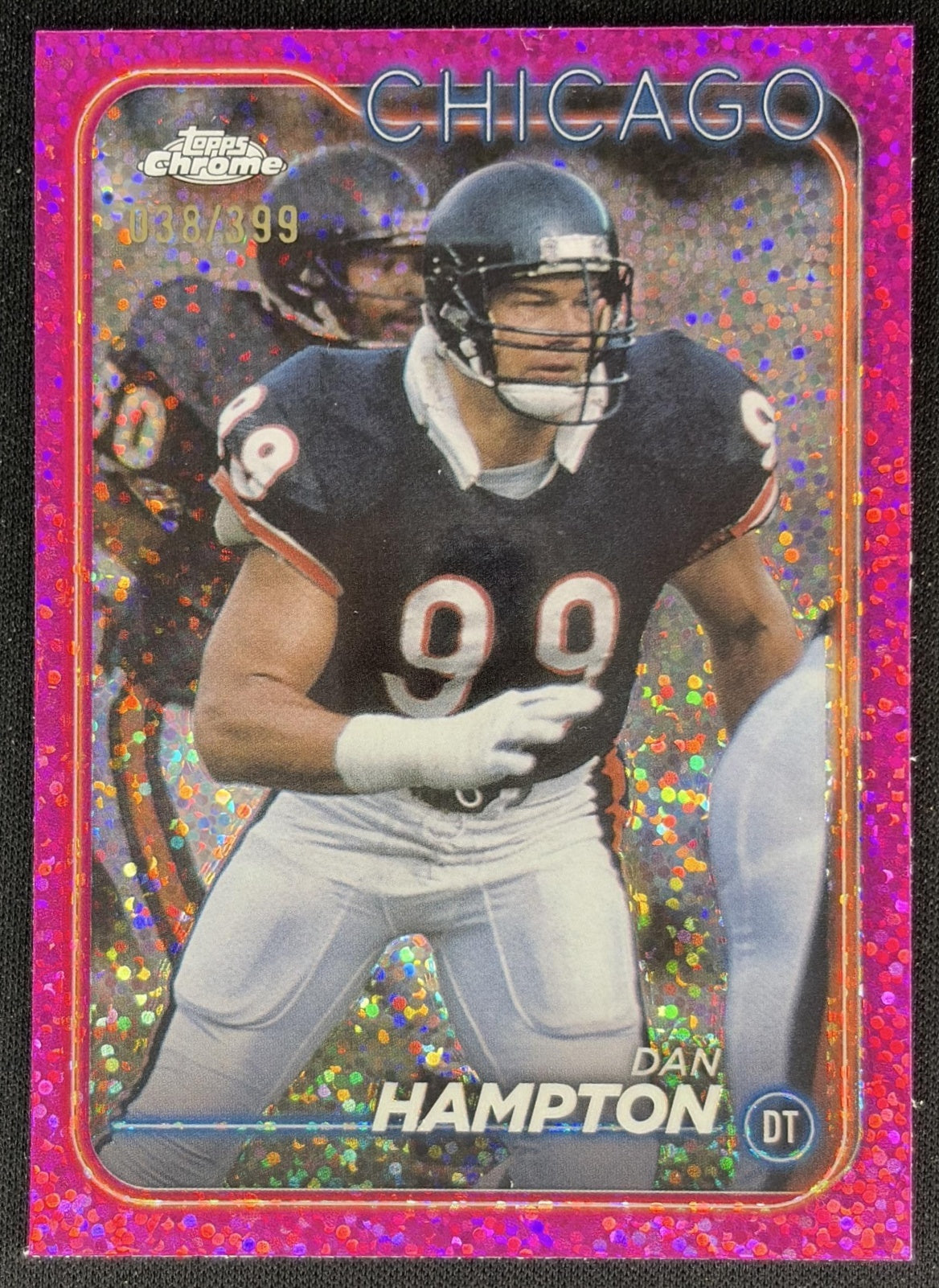 Dan Hampton 2024 Topps Chrome Magenta Speckle Refractor /399 Bears