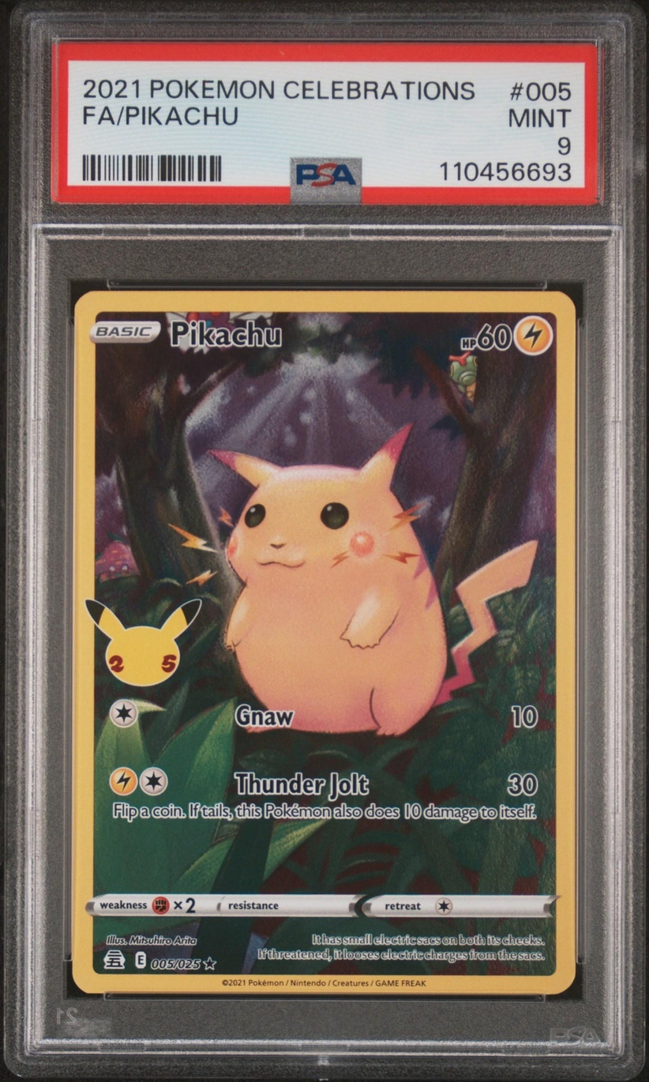 Pikachu 2021 Sword & Shield Celebrations PSA 9 - Front