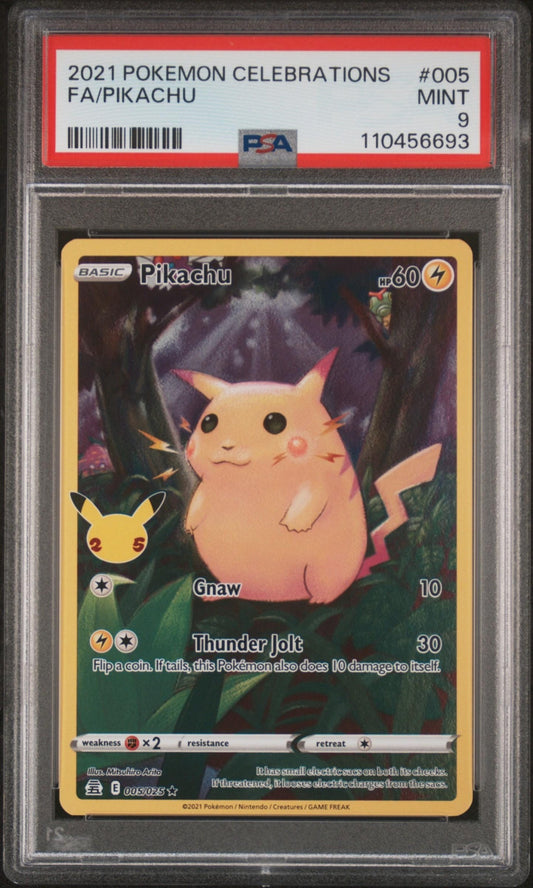 Pikachu 2021 Sword & Shield Celebrations PSA 9 - Front
