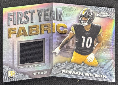 Roman Wilson 2024 Topps Chrome First Year Fabric Steelers