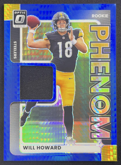Will Howard 2025 Panini Donruss Optic Rookie Phenoms Blue Hyper Prizm Steelers