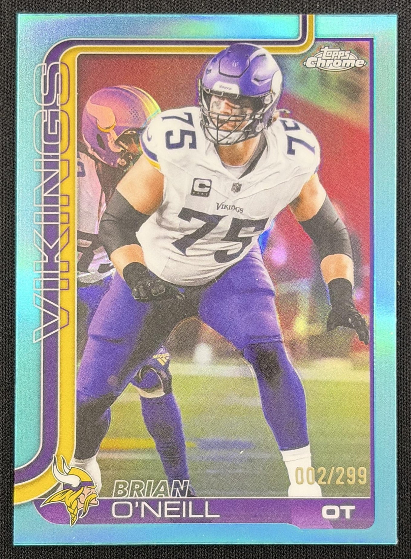 Brian O'Neill 2025 Topps Chrome Teal Refractor /299 Vikings